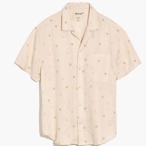 Madewell Linen Easy Short-Sleeve Shirt in Print NWOT Size L Mens